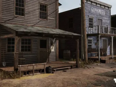 Western Town-Village Pack Low-poly 3D model