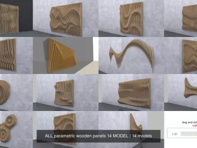 ALL parametric wooden panels 14 MODEL 3D Model Pack