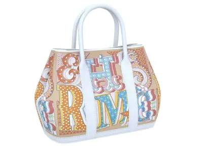 Hermes Garden Party Bag White Print Low-poly 3D model
