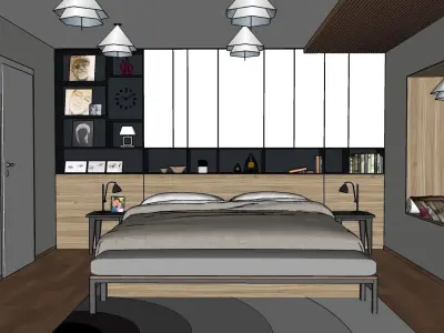 modern bedroom 3d model Low-poly 3D model