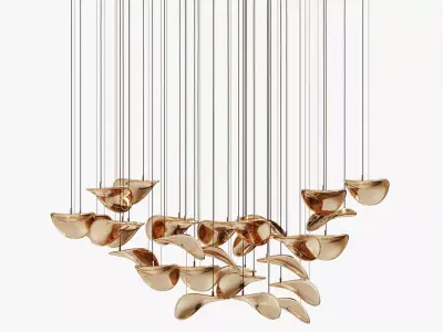 Vakkerlight Wave Floating Leaf Chandelier 3D model