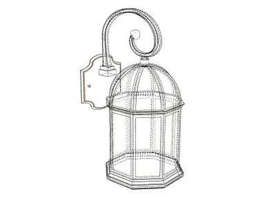 Light fixture wall hung lantern light 3D model