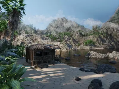 Tropical Island Scene 3D model