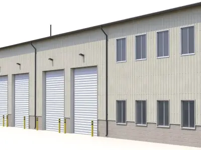 3 Industrial Buildings PBR 3D Model Pack