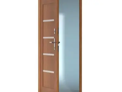 Wood Door With Metal Featues 3D model