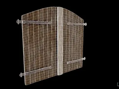 Arched Old Wooden Window Low-poly 3D model