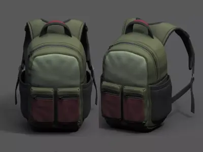 Backpack Camping Generic human bag baggage pockets  Low-poly 3D model