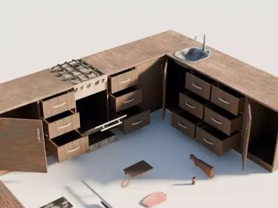 Props pack - mid-poly low-poly game-ready models Low-poly 3D model