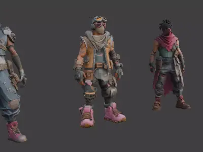 Cyberpunk Street Raiders LowPoly Low-poly 3D model