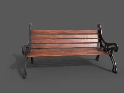 Street Bench Low-poly 3D model