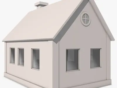 House with Solar Panel 3D model