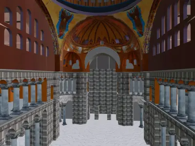 Hagia sophia mosque Istanbul Interior and exterior Low-poly 3D model