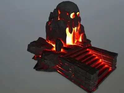 lava skull cave Low-poly 3D model