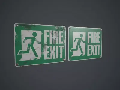 Plastic Exit Sign PBR Game Ready Low-poly 3D model
