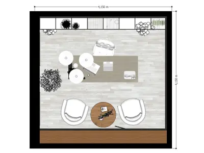 Semi Industrial Home Office Interior Design Low-poly 3D model
