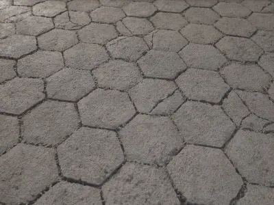 Hexagonal Concrete Tiles Material 3D model
