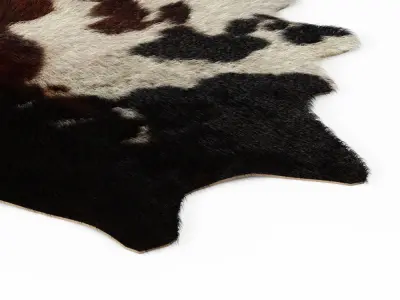Black and Brown Spotted Cowhide Rug 3D model