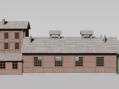 Old brick train shed 3D model