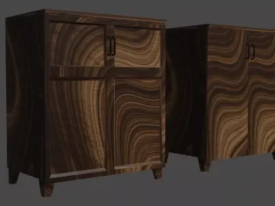 cupboard pair of wooden cabinets 3D model