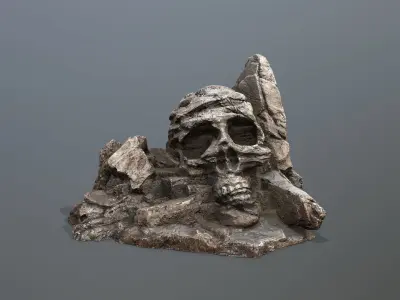 Skull Rock Low-poly 3D model 5