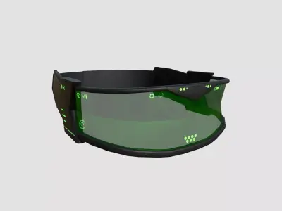 SciFi Glasses C08 Green - Character Design Fashion Low-poly 3D model