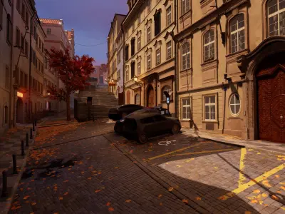 Cyberpunk Prague Street UE4 Low-poly 3D model