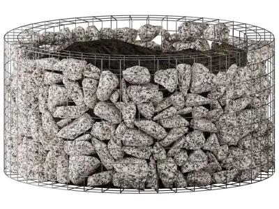 Gabion Flowerpot made of granite 3D model