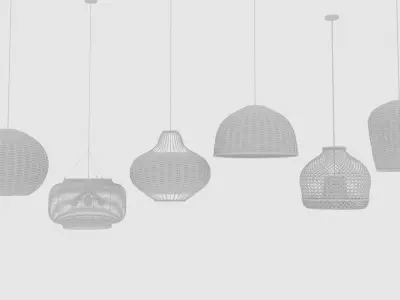 Bamboo lamps Ceiling lights 3D model
