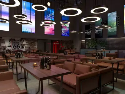 Restaurant Cafe Bar Pub Scene Render Ready 3D model