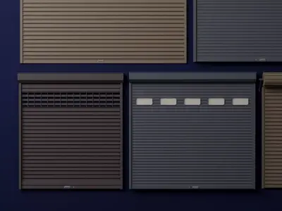 Modern Roller Shutter Security Door Pack PBR Game Ready Low-poly 3D model