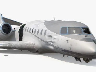  Destroyed Business Jet Fuselage White 