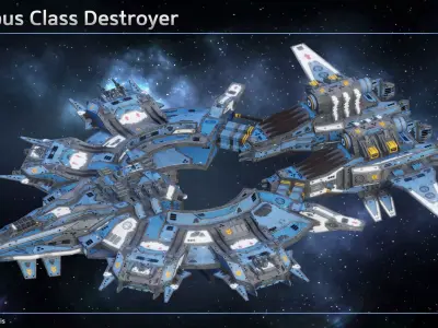 Spaceship Destroyer Olympus Low-poly 3D model