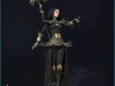 Lady Of Clubs Light Version Low-poly 3D model