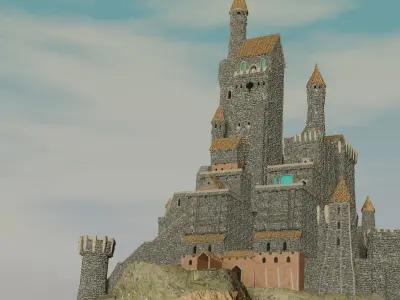 modular castle model Free low-poly 3D model