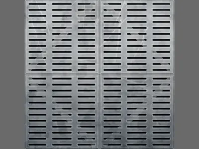 Square Tile Metal Grate Seamless PBR Material Texture