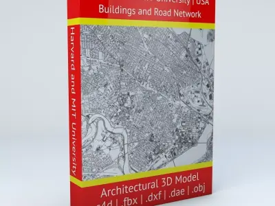 Harvard University and MIT Buildings and Road Network 3D model
