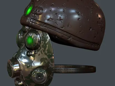 Gas mask helmet 3d model scifi Low-poly Low-poly  Low-poly 3D model