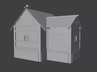Medieval House Free low-poly 3D model 10