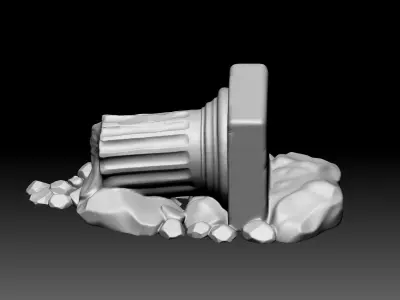 Ancient Broken Column Fantasy Ruins STL Model 3D print model