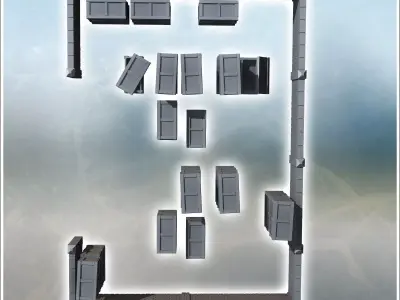 Industrial warehouse with brick walls and storage crates 3 - Mod 3D print model