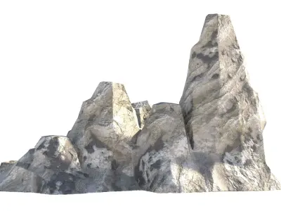grey coral rock cliff Low-poly 3D model