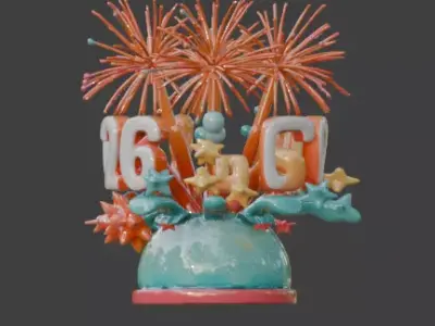 Festive 2026 New Year Celebration 3D Sculpture Low-poly 3D model