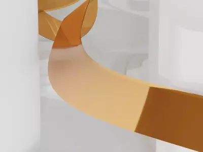 Scene with few decorative curved walls and stairs and ribbon  3D model