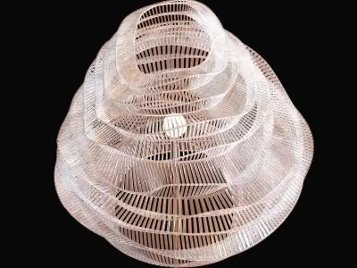 Floor lamp with glass lattice shade 3D model