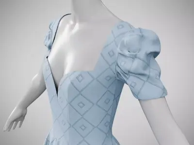Dress 07 Light Blue Low-poly 3D model