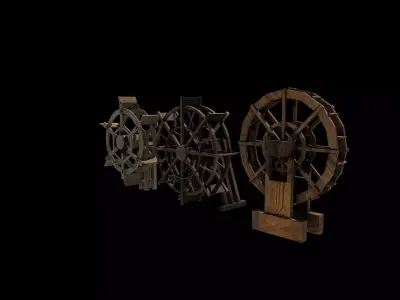 Watermill wheel set 02  3D model