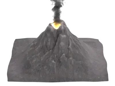 -Volcano Stylized  - Active with smoke simulation for Blender- 3D model