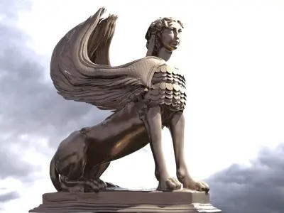 Egypt River Sphinx statue 3D model