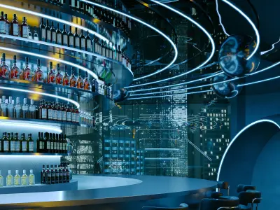 Dark Futuristic Sci Fi Bar Interior Scene 3D model