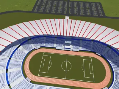Stadium soccer Low-poly 3D model